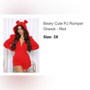 FashionNova Beary Cute PJ Romper sz 3x